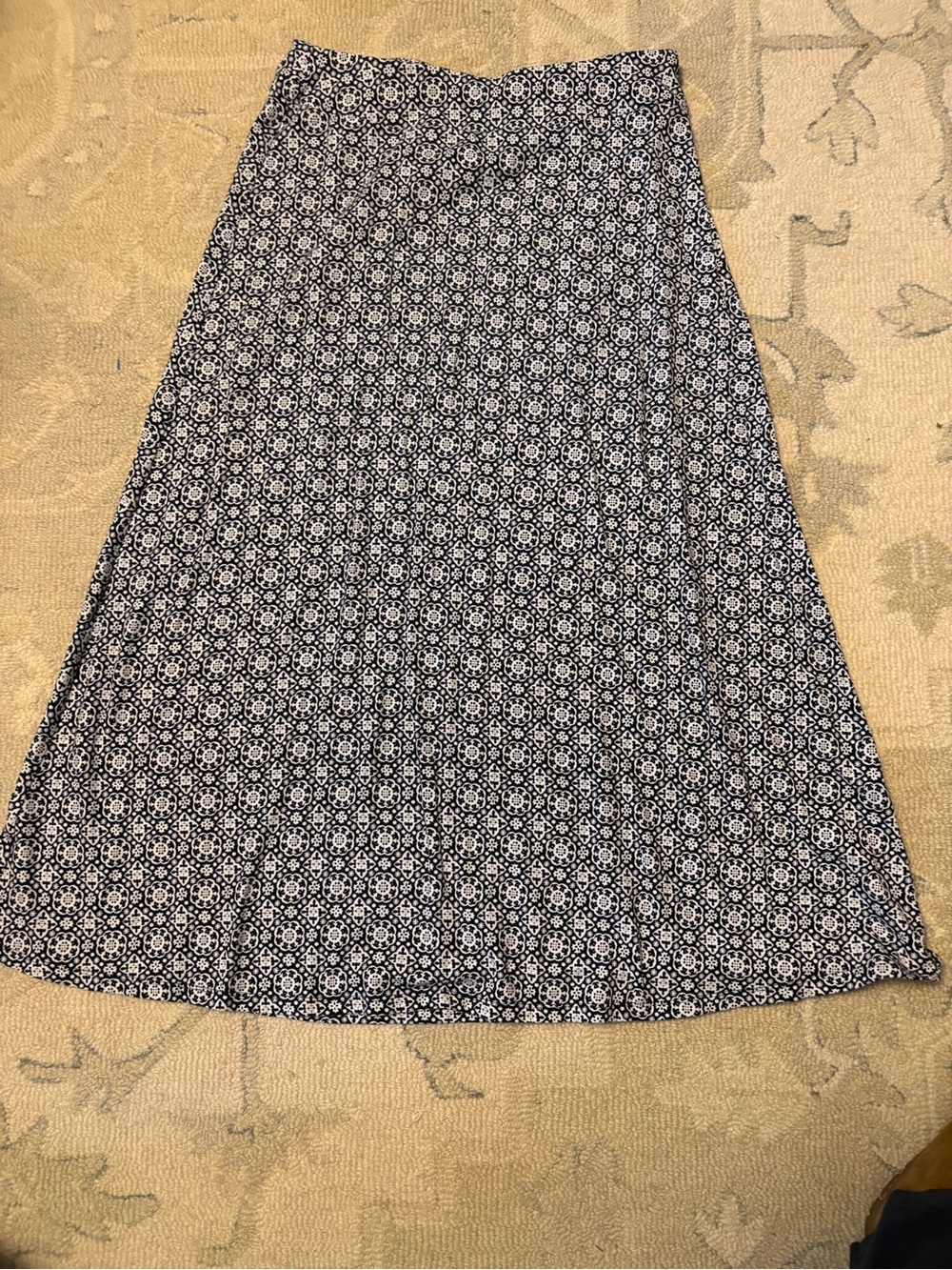 Talbots Blue and White A-Line Knit Patterned Skirt